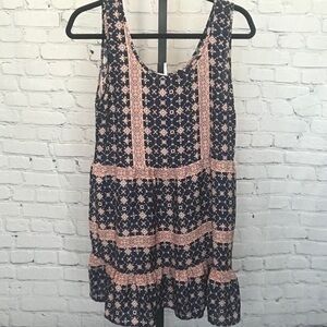 Blu Pepper Navy and Pink Printed Dress